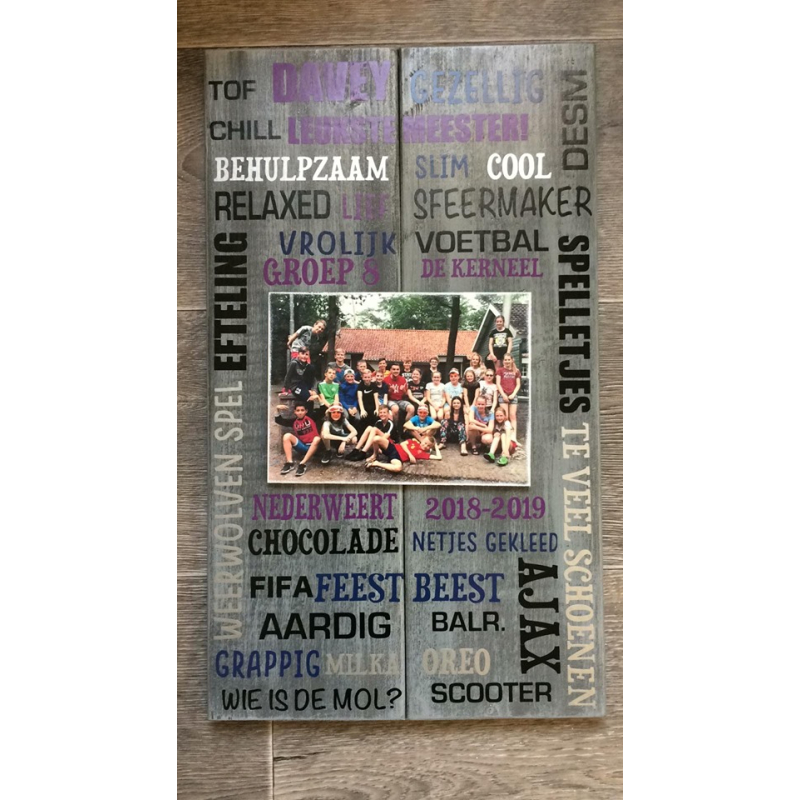 Bedankt steigerbord met foto